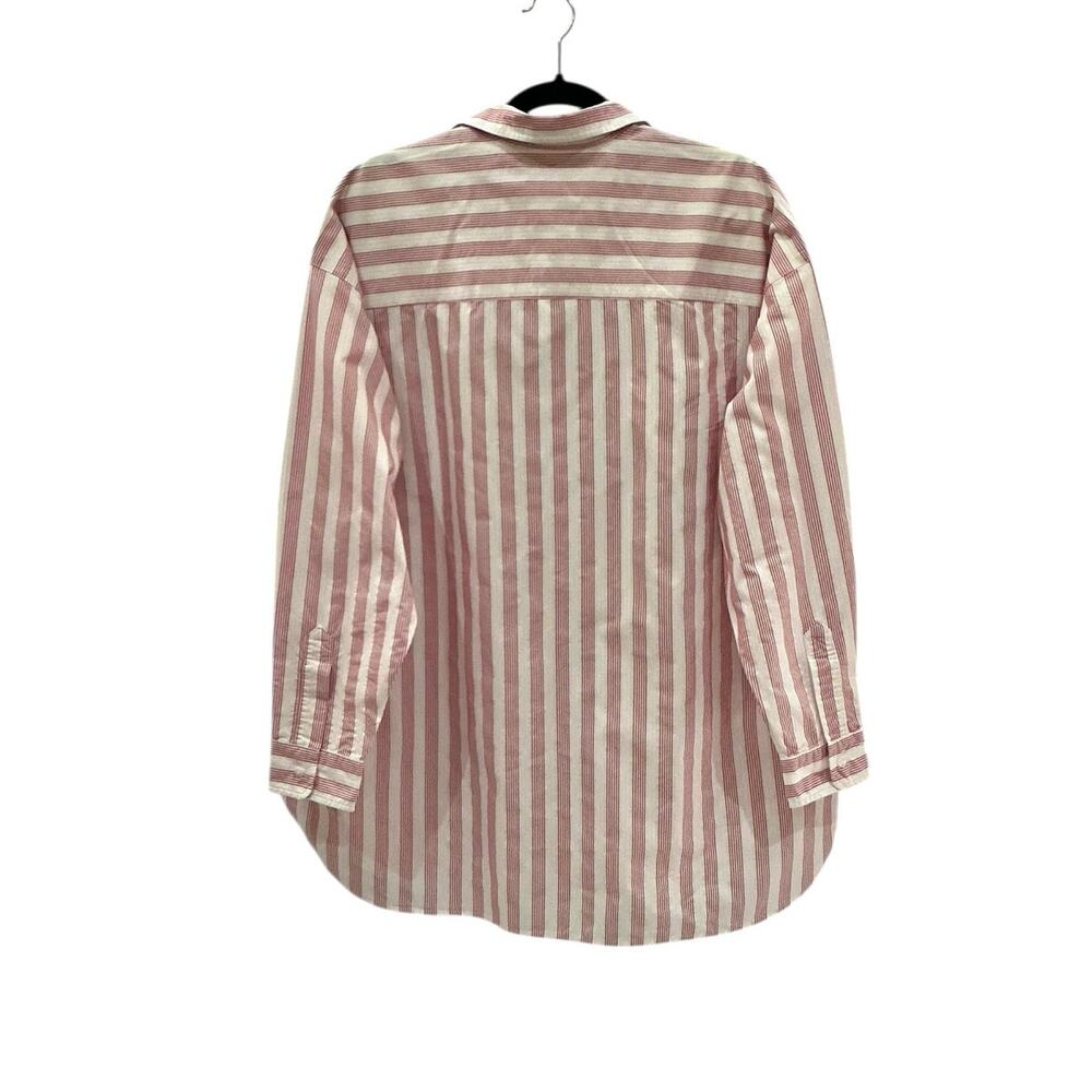 Frank & Eileen Shirley Oversized Button Up Italian Cotton Red Stripe Size Medium - Picture 9 of 14